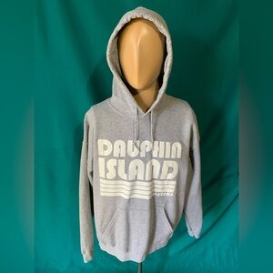 Gray Dauphin Island Double Layered Hoodie w/Drawcord, Men’s Size Large